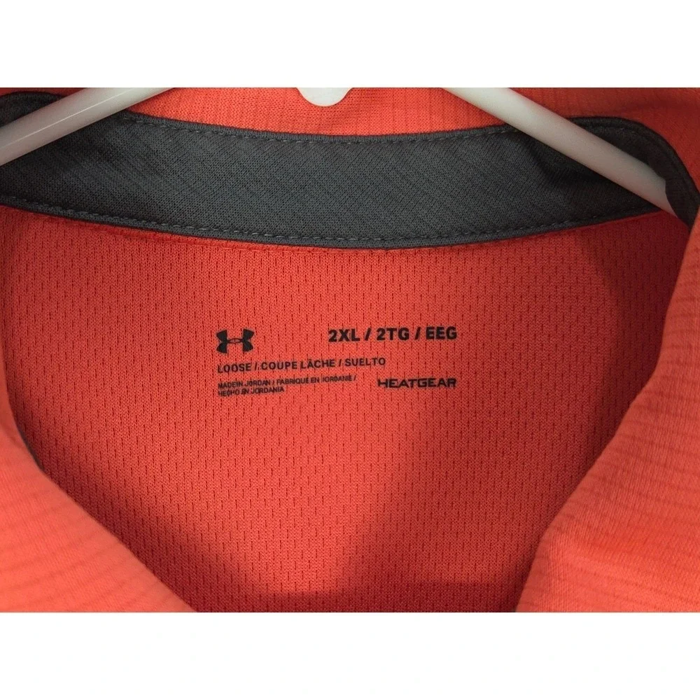 Under Armour Golf Polo Mens XXL Dark Orange Shirt HeatGear Loose‎ Fit Athletic